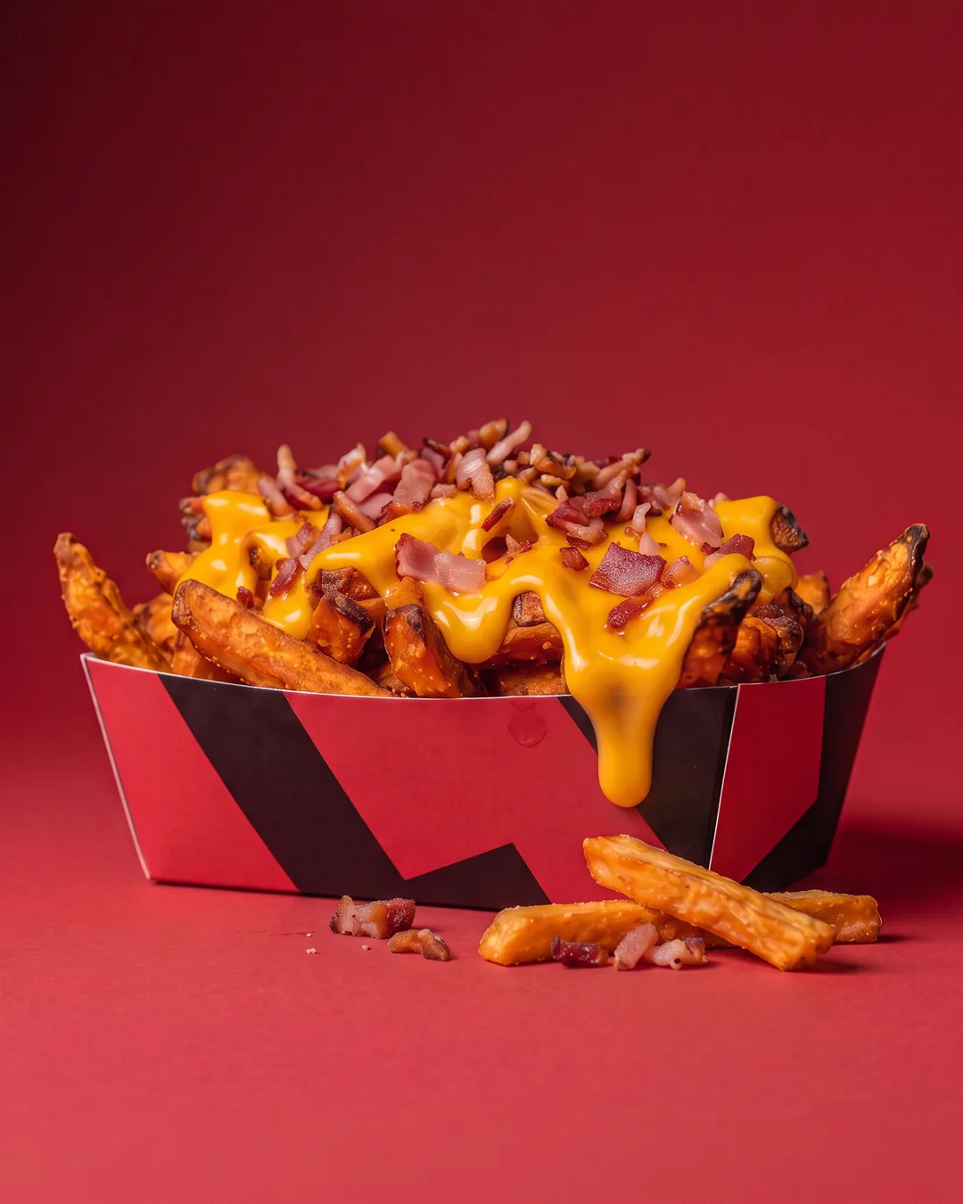 Patate dolci cheddar e bacon