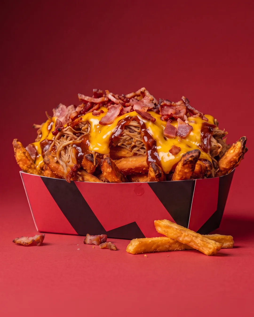 Patate dolci pulled cheddar bacon